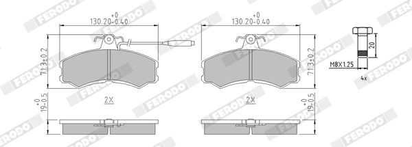 FERODO Kit pastiglie freni FVR287 FERODO FVR287 Kit pastiglie freni FIAT Ducato I Camion pianale/Telaio (290) 1.9 TD 82 CV 1992