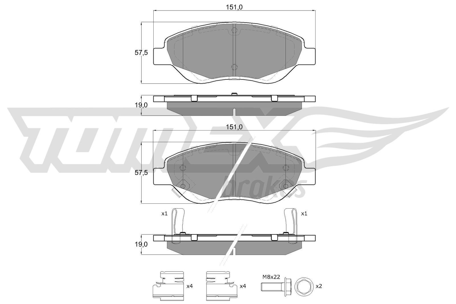 TOMEX brakes Bremseklodser TX 12-501 TOMEX brakes Sports bremseklodser TESLA TX 12-501