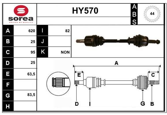 Drivaxel SERA HY570 SERA HY570 Drivaxlar fram och bak Hyundai ACCENT 2002
