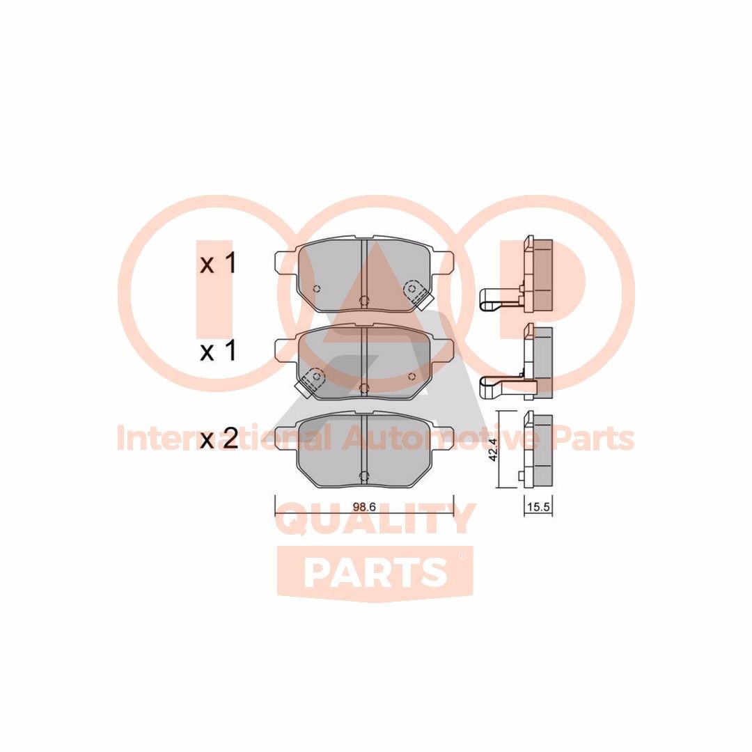 IAP QUALITY PARTS Bremseklosser 704-17008P 704-17008P Bremsekloss SUBARU LEVORG IAP QUALITY PARTS