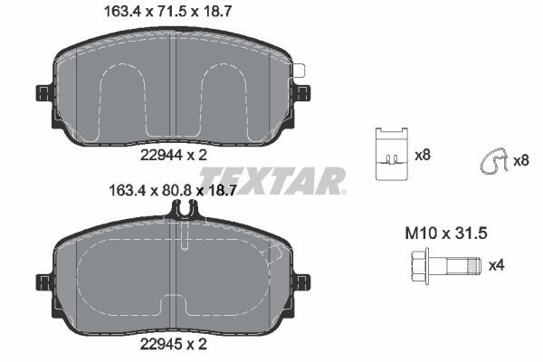 TEXTAR Brake pad set 2294401 TEXTAR 2294401 genuine Mercedes GLE racing brake pads price
