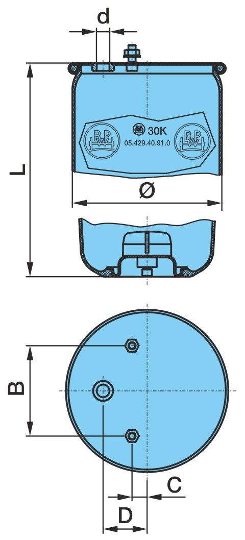 BPW Soffietto, Sospensione pneumatica 05.429.40.91.0 05.429.40.91.0 Sospensioni pneumatiche BPW CITROËN DS4 costo