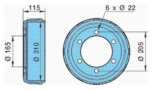 BPW Bremsetromle 03.105.14.26.0 Tromlebremser BPW Suzuki JIMNY 03.105.14.26.0