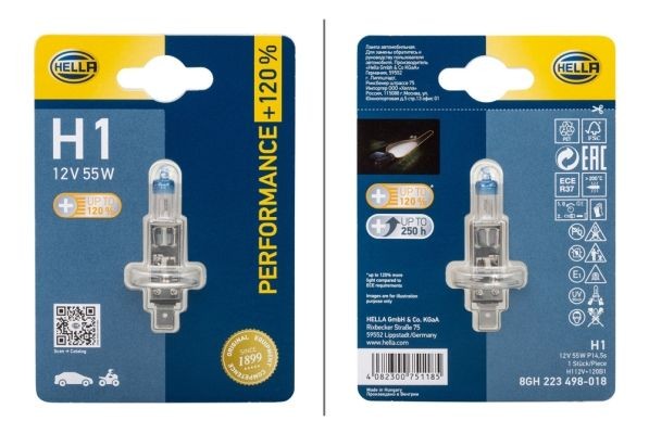 HELLA Pære, forlys 8GH 223 498-018 Forlygte pære Honda RE 8GH 223 498-018 HELLA