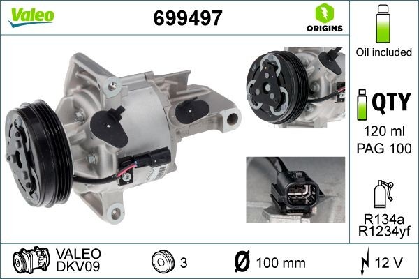 VALEO AC-kompressor 699497 Byta AC-kompressor Dacia Logan MCV 2 kostnad VALEO 699497