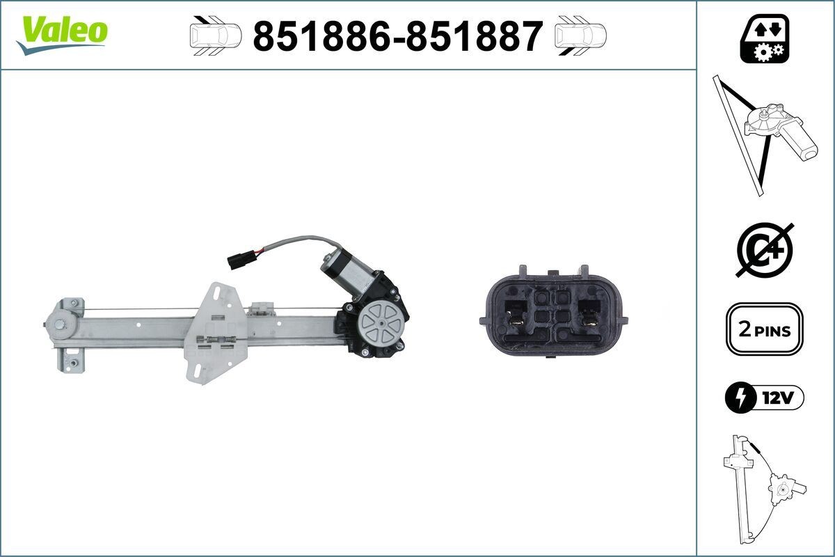 Mechanizmus zdvíhania okna VALEO 851886 VALEO 851886 Mechanizmus zdvíhania okná zadné vľavo Honda CR-V 2008