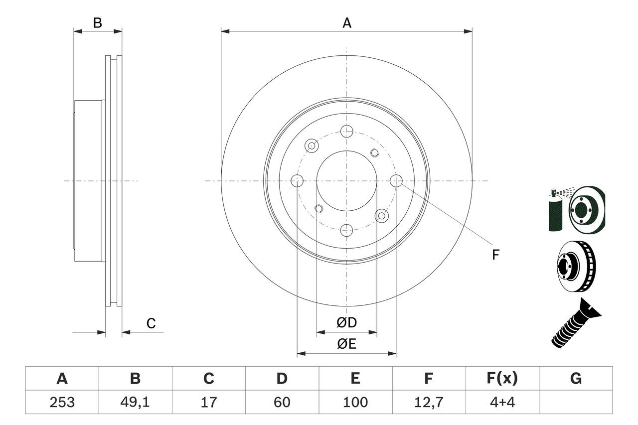 BOSCH Disque de frein 0 986 479 E75 Subaru XV Disque de frein sport BOSCH 0 986 479 E75