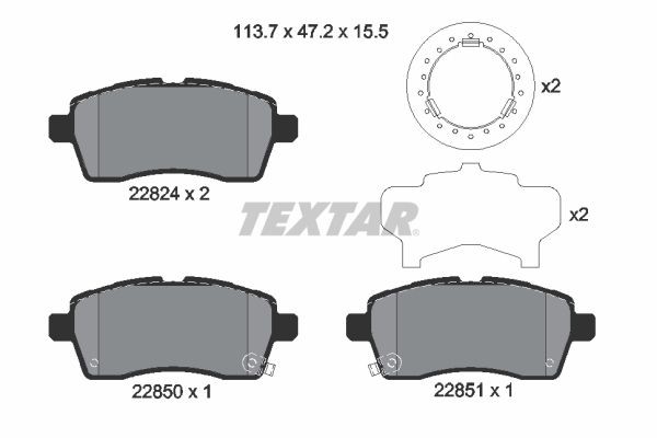 TEXTAR Piduriklotsid 2282401 Pidurikattekomplekt, ketaspidur TEXTAR Suzuki SX4 2282401