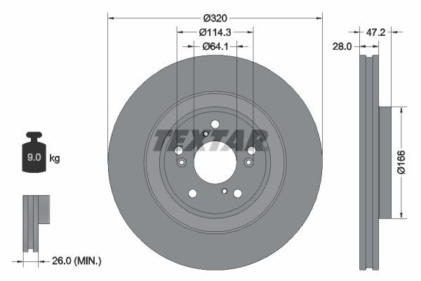 TEXTAR Bremseskive 92306203 92306203 Bremseskiver TEXTAR HONDA CIVIC
