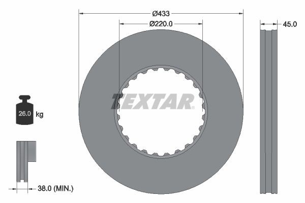 TEXTAR Disco de travão 93272000 93272000 Disco de travão RENAULT TRUCKS MESSENGER TEXTAR