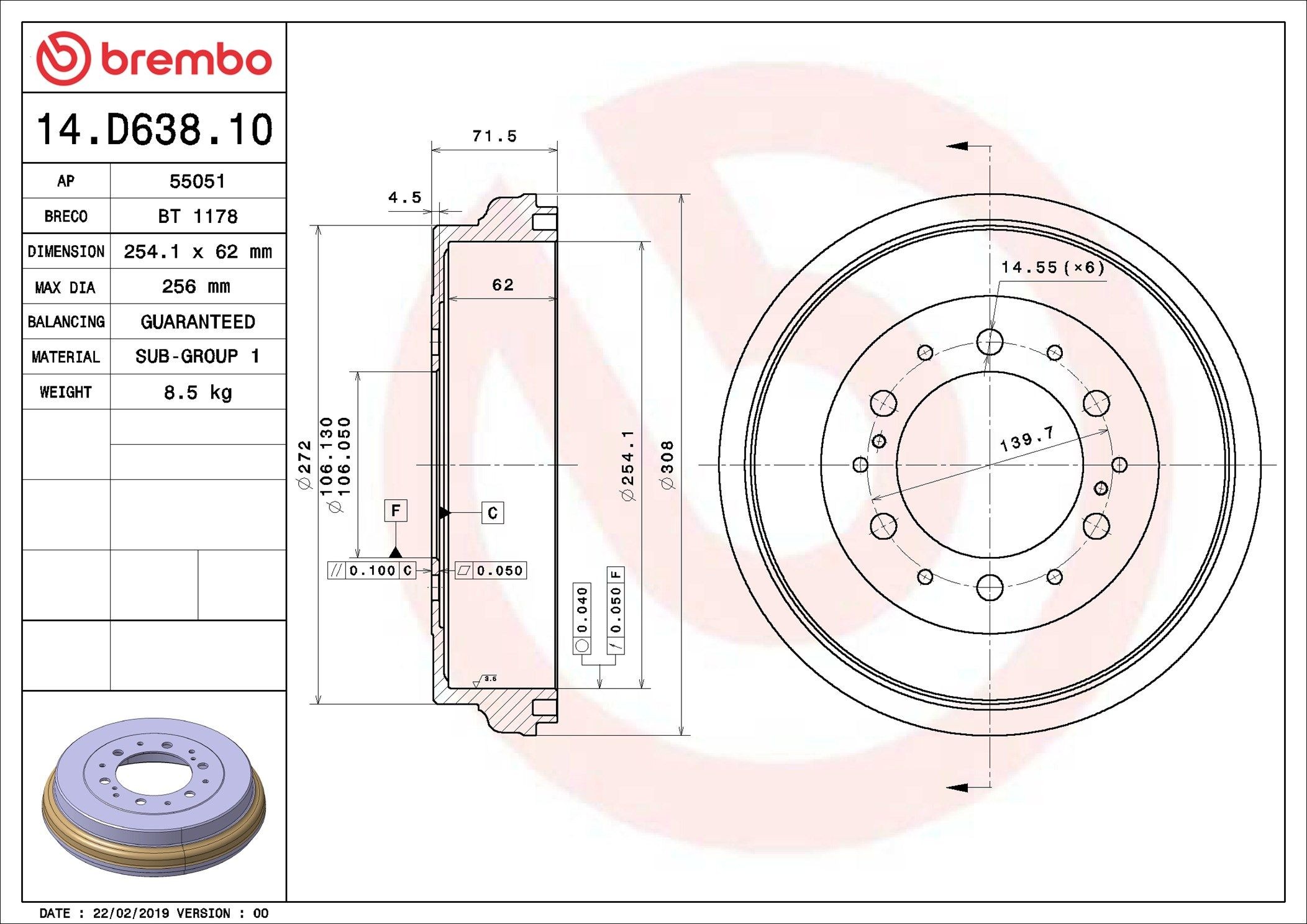 BREMBO Bromstrumma 14.D638.10 14.D638.10 BREMBO bromstrumma NISSAN TITAN