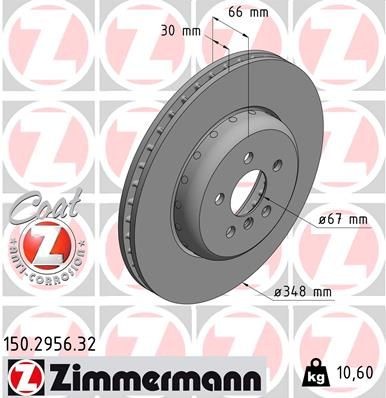 ZIMMERMANN Disco freno 150.2956.32 ZIMMERMANN 150.2956.32 Disco freno BMW 5 Touring (G61) 540 d xDrive Mild-Hybrid 303 CV 2025