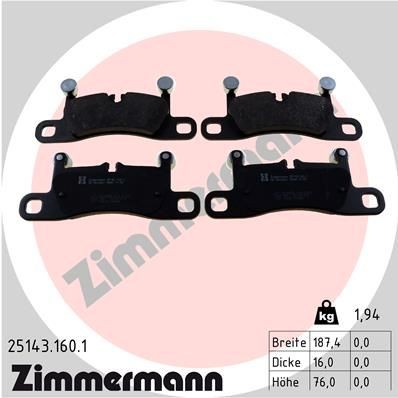 ZIMMERMANN Bromsbelägg 25143.160.1 25143.160.1 ZIMMERMANN bromsbeläggsats PORSCHE 718