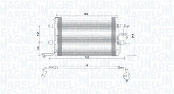 MAGNETI MARELLI Condensatore climatizzatore 350203735000 350203735000 costo Radiatore aria condizionata Volkswagen SHARAN MAGNETI MARELLI