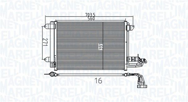 MAGNETI MARELLI Condensatore climatizzatore 350203737000 MAGNETI MARELLI 350203737000 Condensatore aria condizionata Volkswagen Vento (A6) originali prezzo