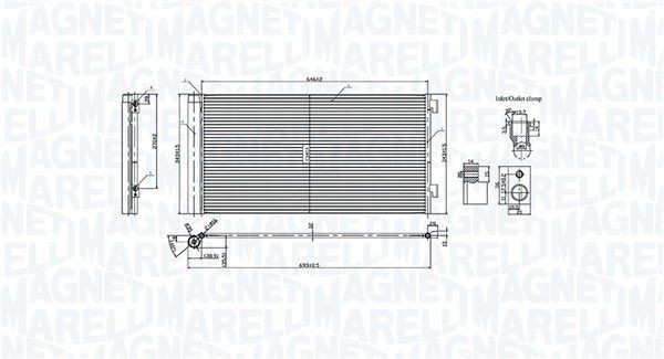 MAGNETI MARELLI Kondensator, klimaanlegg 350203747000 Radiator AC MAGNETI MARELLI 480 E 350203747000 billige