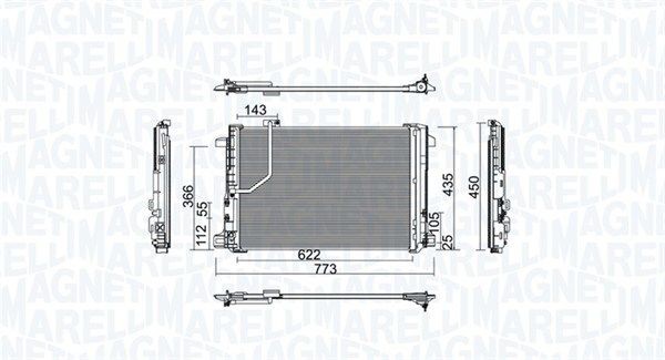 MAGNETI MARELLI Kondensator, klimaanlegg 350203755000 Radiator AC MAGNETI MARELLI X-Klasse 350203755000 billige
