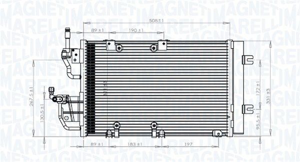 MAGNETI MARELLI Kondensator, klimaanlæg 350203771000 MAGNETI MARELLI Kondensor AC MASERATI 350203771000