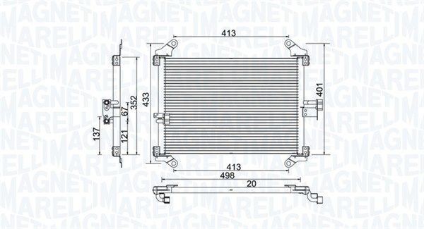 Condensor voor airco MAGNETI MARELLI 350203772000 MAGNETI MARELLI 350203772000: Airco-koeler Fiat DUCATO 2003