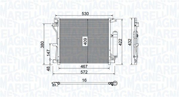 MAGNETI MARELLI Condensor voor airco 350203799000 Nissan NV200 Condensor voor AC MAGNETI MARELLI 350203799000