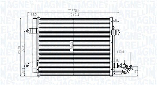 MAGNETI MARELLI Kondensor, klimatanläggning 350203815000 MAGNETI MARELLI 350203815000 AC-kondensor Touran 1t1 1t2 original