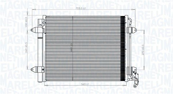 MAGNETI MARELLI Kondensator, klimaanlegg 350203833000 Radiator AC MAGNETI MARELLI LT 350203833000 billige