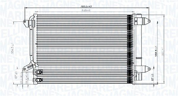 MAGNETI MARELLI Kondensor, klimatanläggning 350203845000 DODGE kondensor MAGNETI MARELLI 350203845000