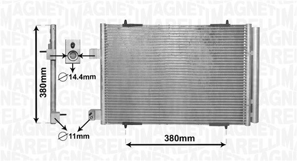 MAGNETI MARELLI Kondensor, klimatanläggning 350203855000 Byta AC-kondensor PEUGEOT 407 SW Skåpbil / Kombi (6E_) kostnad MAGNETI MARELLI 350203855000