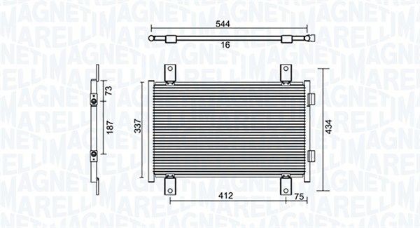 MAGNETI MARELLI Kondensator, klimaanlegg 350203895000 Ac kondenser MAGNETI MARELLI Dacia LODGY 350203895000