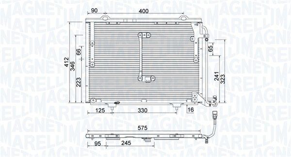 Condenseur, climatisation MAGNETI MARELLI 350203945000 MAGNETI MARELLI 350203945000: Radiateur de clim Mercedes SLK 1999