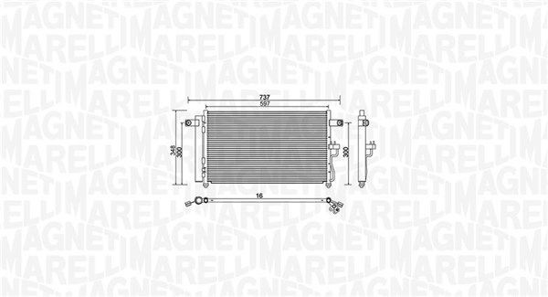 MAGNETI MARELLI Condensor voor airco 350203974000 MAGNETI MARELLI 350203974000 Airconditioning condensor Hyundai Accent LC prijs