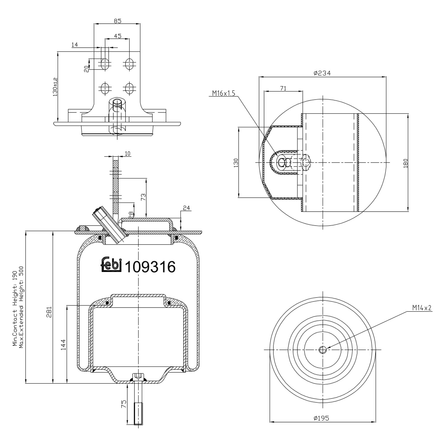 FEBI BILSTEIN Soffietto, Sospensione pneumatica 109316 109316 Soffietto, sospensione pneumatica FEBI BILSTEIN KIA XCEED costo