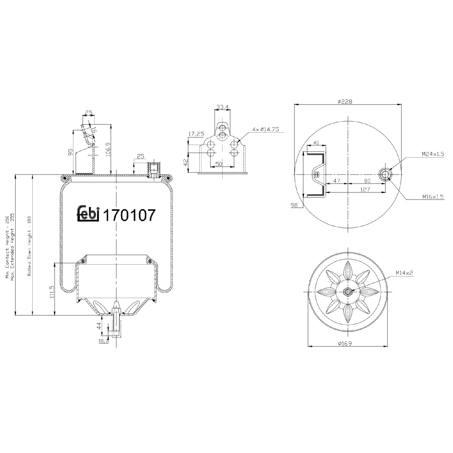 Pneimoatsperes spilvens, Pneimopiekare FEBI BILSTEIN 170107 FEBI BILSTEIN 170107: Pneimo piekare Volvo S60 2006