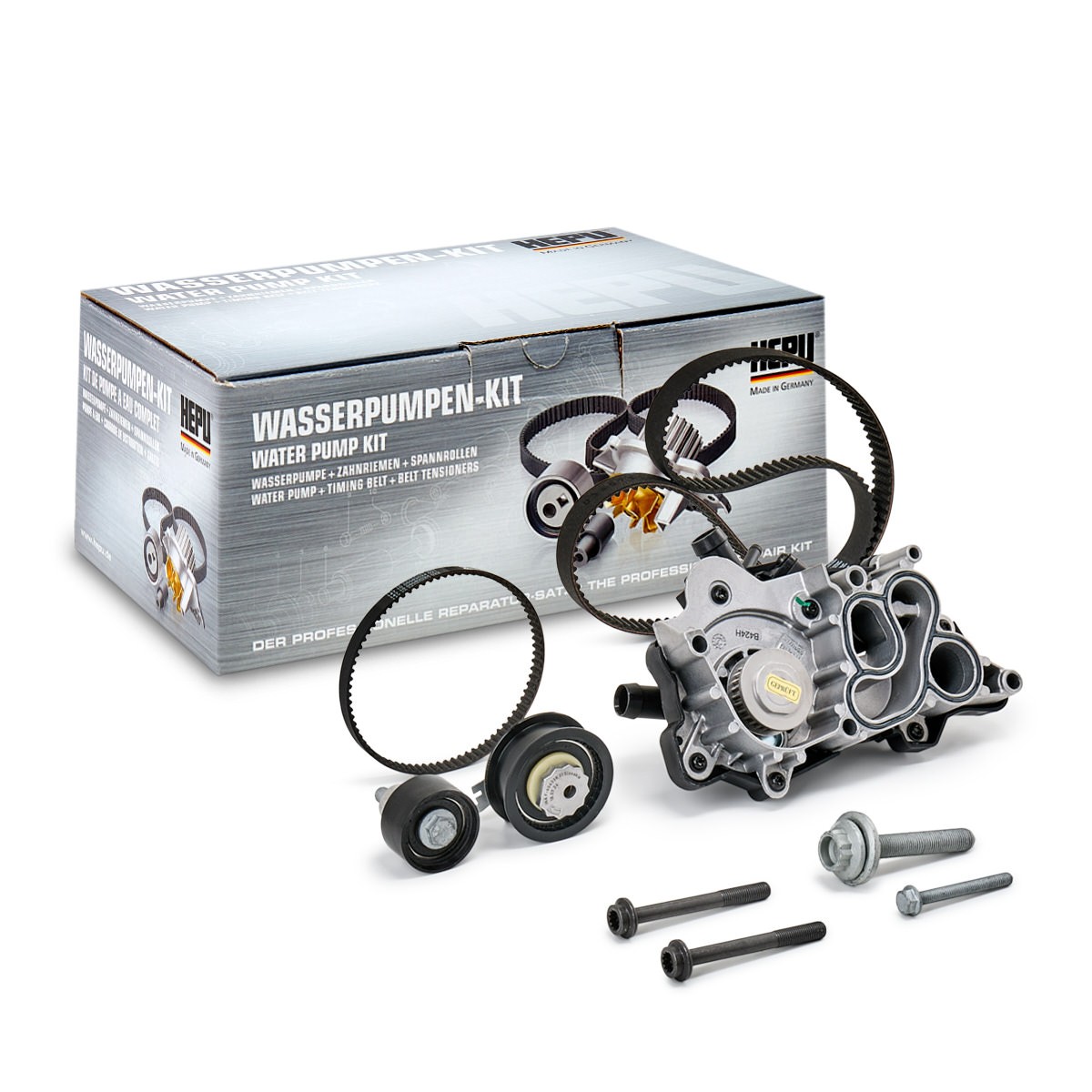 HEPU Bomba de água + kit de correia dentada PK06871 Bomba de água + jogo de correia de distribuição HEPU Audi A5 PK06871