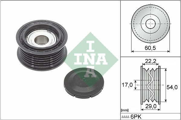 INA Geleiderol / omdraairol v-snaren 532 0854 10 INA 532085410 Geleiderol poly v-riem Nissan ALMERA originele