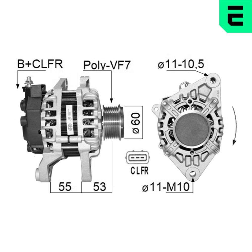 ERA Lichtmaschine 209004A ERA 209004A Lichtmaschine KIA Bongo III Pritsche/Fahrgestell 2.7 D 4WD (K70P) 83 PS 2004