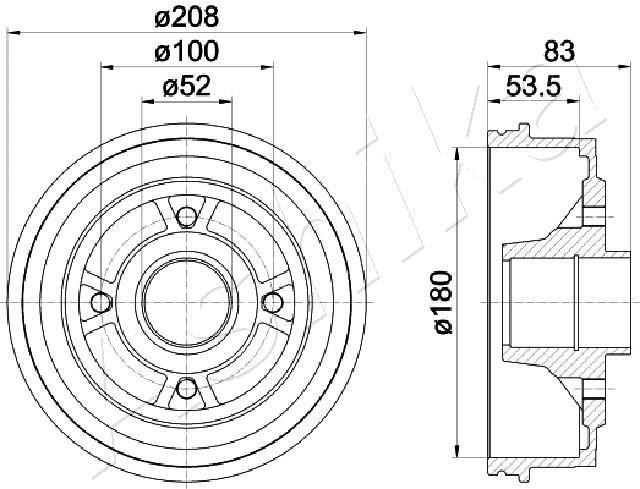 Tambor de travão ASHIKA 56-00-0709 ASHIKA 56-00-0709 Tambor de freio RENAULT TRAFIC 2008