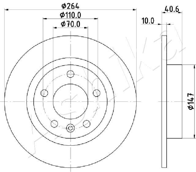 ASHIKA Bremseskive 61-00-0400 Skive ASHIKA FIORINO 61-00-0400 billig