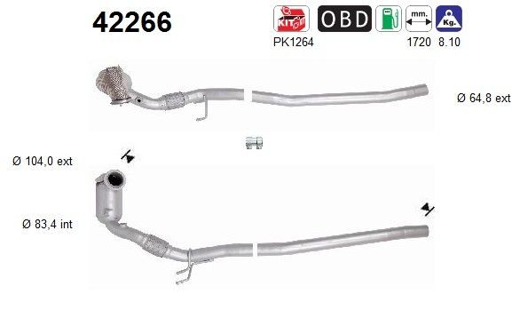 AS Katalysaattori 42266 AS 42266 VW Passat B8 Alltrack katalysaattori hinta