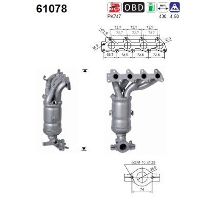 Catalyseur AS 61078 AS 61078 Pré catalyseur KIA PICANTO 2006