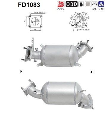 Partikelfilter (DPF) AS FD1083 AS FD1083: Partikelfilter Honda HR-V 2003