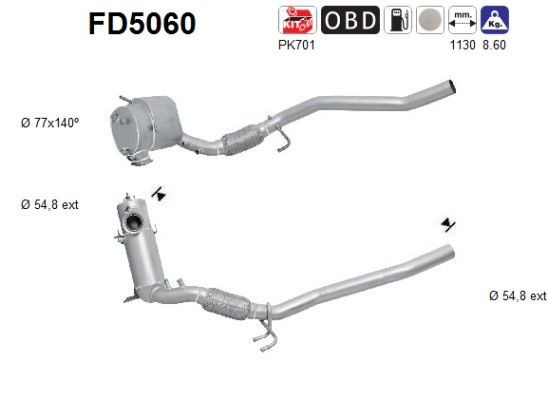 AS Rußpartikelfilter FD5060 FD5060 AS VW EOS 1f7 Partikelfilter (DPF) Kosten