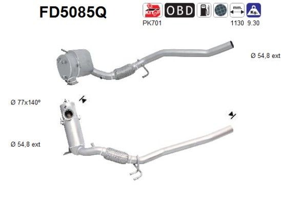 Φίλτρο μικροσωματιδίων AS FD5085Q AS FD5085Q: DPF Volkswagen BEETLE 2023