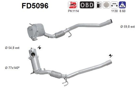 AS Partikelfilter (DPF) FD5096 Skoda Octavia 1Z5 Partikelfilter (DPF) AS FD5096