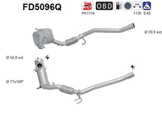 AS Partikelfilter (DPF) FD5096Q AS FD5096Q Partikelfilter (DPF) Volkswagen SCIROCCO kostand