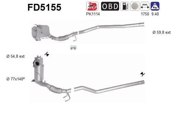 AS Rußpartikelfilter FD5155 FD5155 AS SMART ROADSTER Dieselpartikelfilter Kosten