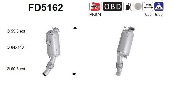 AS Filtre à particules FD5162 AS FD5162 Filtre d'échappement BMW F15 prix