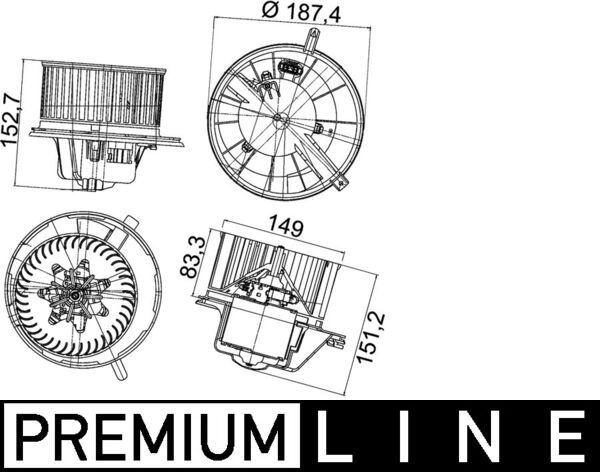 MAHLE Kupéfläkt AB 148 000P SKODA kupéfläkt MAHLE AB 148 000P