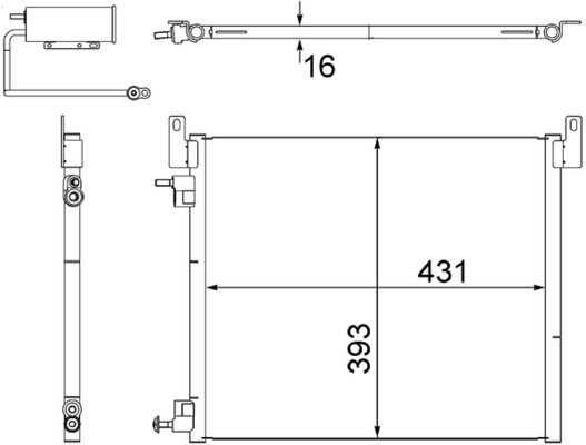Condensor voor airco MAHLE AC 499 000S MAHLE AC 499 000S: Condensator, airconditioning Saab 9-3 2006