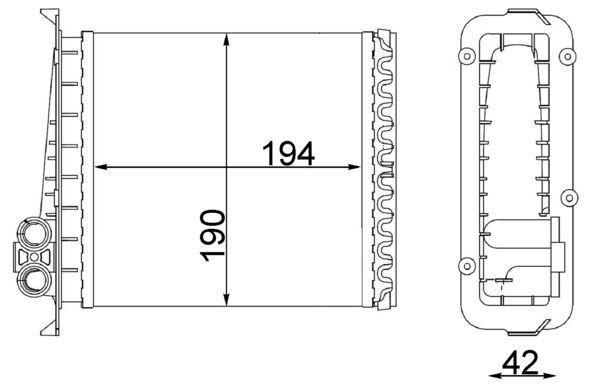MAHLE Heater matrix AH 106 000S MAZDA BT-50 MAHLE heater matrix AH106000S